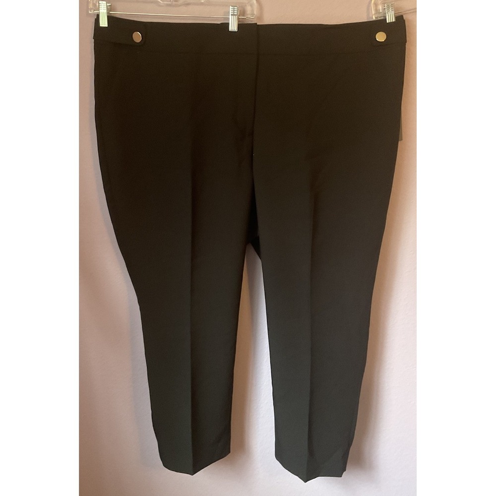 Loft‎ Black Dress Pants Plus Size 26 Gold Buttons New with Tags